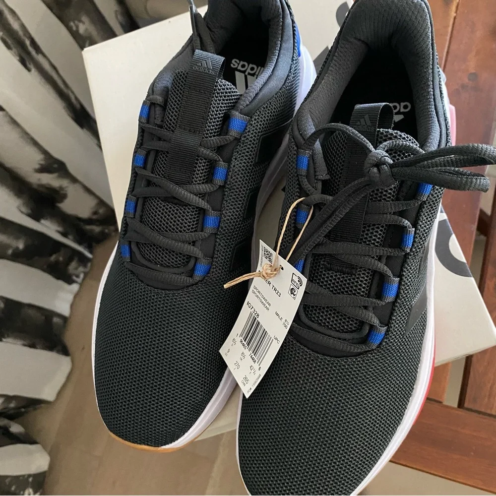 Adidas Racer TR23 Sneaker Running Shoes Men's Size 9 Carbon Black Royal Blue NEW